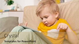  Presentation with telecommunication - PPT theme consisting of close-up-of-cute-boy background and a yellow colored foreground