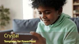  Presentation with movie - Slides featuring close-up-of-cute-boy background and a tawny brown colored foreground