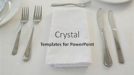  Presentation with cutlery - Cool new presentation theme with close-up of cutlery with napkin arranged on white background backdrop and a light gray colored foreground