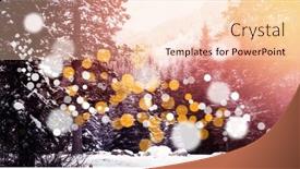  Presentation with mountain snow - Theme consisting of close-up of defocused lights against snow covered trees and mountain background and a lemonade colored foreground