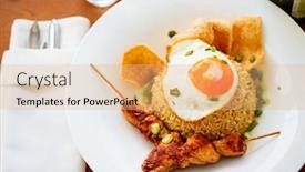  Presentation with rice - Presentation having close-up-of-delicious-fried background and a coral colored foreground