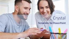  Presentation with internet surfing - PPT theme with close-up-of-delightful-wife background and a sky blue colored foreground