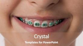  Presentation with teenage girl - Theme enhanced with close up of dental braces background and a coral colored foreground