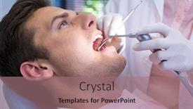  Presentation with medical equipment - Beautiful slide deck featuring close-up-of-dentist-holding backdrop and a coral colored foreground