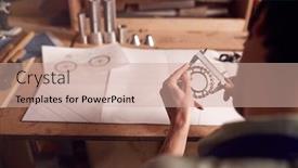  Presentation with workshop - Cool new slide deck with close-up-of-designer backdrop and a coral colored foreground