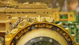  Presentation with factory machine - Beautiful PPT layouts featuring close-up-of-detail backdrop and a gold colored foreground