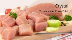  Presentation with tenderloin - PPT layouts having close up of diced raw background and a coral colored foreground