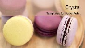  Presentation with baking concept on dark - Presentation theme with close up of different macarons background and a coral colored foreground