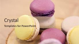  Presentation with baking concept on dark - PPT theme featuring close up of different macarons background and a lemonade colored foreground