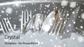  Presentation with housekeeping - Theme with close up of dirty dishes background and a light gray colored foreground