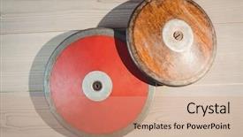  Presentation with discus throw - Presentation with close up of discuses background and a coral colored foreground