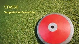  Presentation with discus throw - Audience pleasing PPT theme consisting of close up of discuses backdrop and a tawny brown colored foreground