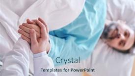  Presentation with supporting - Slide deck with close-up-of-doctor-holding background and a light blue colored foreground