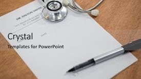  Presentation with pen - Amazing presentation theme having close-up of doctor letterhead backdrop and a light gray colored foreground