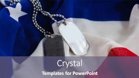  Presentation with chain - Theme having military ball - close-up of dog tags chain background and a ocean colored foreground