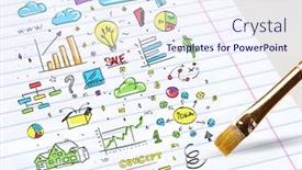  Presentation with multimedia - Audience pleasing presentation consisting of close-up of drawing colorful multimedia and office staff concept backdrop and a sky blue colored foreground