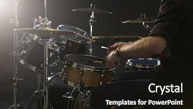  Presentation with drum - Theme having close up of drummer playing background and a wine colored foreground