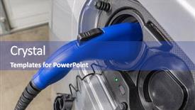  Presentation with electric vehicle - Slide deck having close up of electric vehicle background and a ocean colored foreground