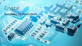  Presentation with circuit board - Colorful PPT theme enhanced with close-up-of-electronic-circuit backdrop and a arctic colored foreground