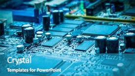 Presentation with circuit board - PPT theme consisting of close-up of electronic circuit background and a teal colored foreground