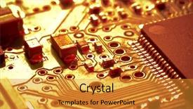 Presentation with circuit board - Slide deck consisting of close up of electronic circuit background and a gold colored foreground