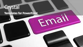 Presentation with email - PPT theme enhanced with close up of email keyboard background and a dark gray colored foreground