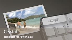  Presentation with paradise - Presentation theme enhanced with close up of escape key on a computer keyboard with a photo of a tropical paradise next to it background and a gray colored foreground