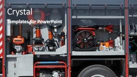  Presentation with emergency response - PPT layouts with close-up-of-essential-firefighting background and a ocean colored foreground