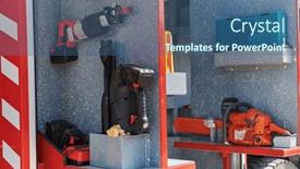  Presentation with emergency response - Slide set enhanced with close-up-of-essential-firefighting and a ocean colored foreground