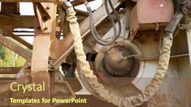  Presentation with excavator - Cool new slide deck with monster energy - close-up of excavator bucket backdrop and a tawny brown colored foreground