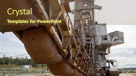  Presentation with excavator - Presentation design consisting of monster energy - close-up of excavator bucket outdoors background and a tawny brown colored foreground