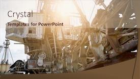  Presentation with excavator - Cool new PPT theme with close-up of excavator bucket outdoors on summer day backdrop and a lemonade colored foreground