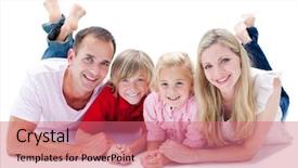  Presentation with floor - Beautiful presentation featuring close-up of family lying on the floor against a white background backdrop and a coral colored foreground