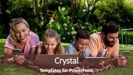  Presentation with blue eyes technology close up - Colorful PPT theme enhanced with close-up of family using backdrop and a tawny brown colored foreground