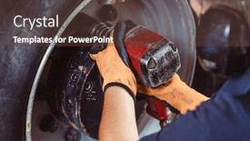  Presentation with mechanic - Presentation with close-up-of-farm-machine background and a tawny brown colored foreground