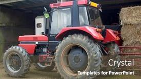  Presentation with tractor - Cool new slides with close-up-of-farm-tractor backdrop and a tawny brown colored foreground