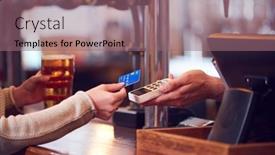  Presentation with contactless - Colorful PPT theme enhanced with close-up-of-female-customer backdrop and a violet colored foreground