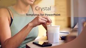  Presentation with female - Presentation enhanced with close-up-of-female-customer background and a coral colored foreground