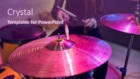  Presentation with drums - PPT layouts consisting of close-up-of-female-drummer background and a violet colored foreground
