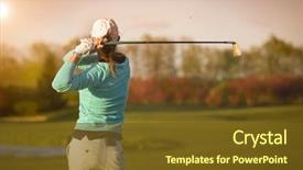  Presentation with golf - Cool new PPT theme with close up of female golf backdrop and a tawny brown colored foreground