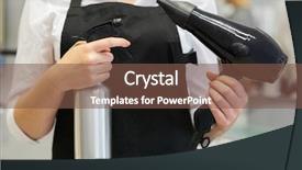  Presentation with spray - Amazing presentation theme having close-up of female hairdresser holding hair dryer and spray backdrop and a tawny brown colored foreground