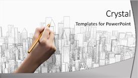  Presentation with project - Presentation featuring human figures of cut paper in written words background and a dark gray colored foreground.