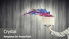  Presentation with box carton - Colorful slide deck enhanced with female hand holding carton box backdrop and a gray colored foreground