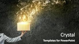  Presentation with box carton - Theme featuring female hand holding carton box background and a dark gray colored foreground