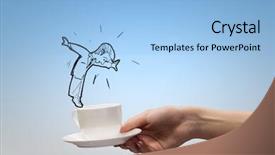  Presentation with coffee - Beautiful PPT theme featuring close up of female hand backdrop and a light blue colored foreground