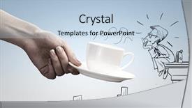  Presentation with banquet server hand - Colorful theme enhanced with close up of female hand backdrop and a light blue colored foreground