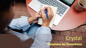  Presentation with hands down - Presentation theme with close-up-of-female-hands background and a violet colored foreground