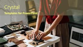  Presentation with interior designer - Presentation enhanced with close-up-of-female-interior background and a coral colored foreground