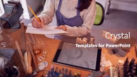  Presentation with studio - Beautiful presentation featuring close-up-of-female-jeweller backdrop and a red colored foreground