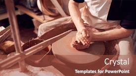  Presentation with ceramics - Amazing PPT theme having close-up-of-female-potter backdrop and a red colored foreground